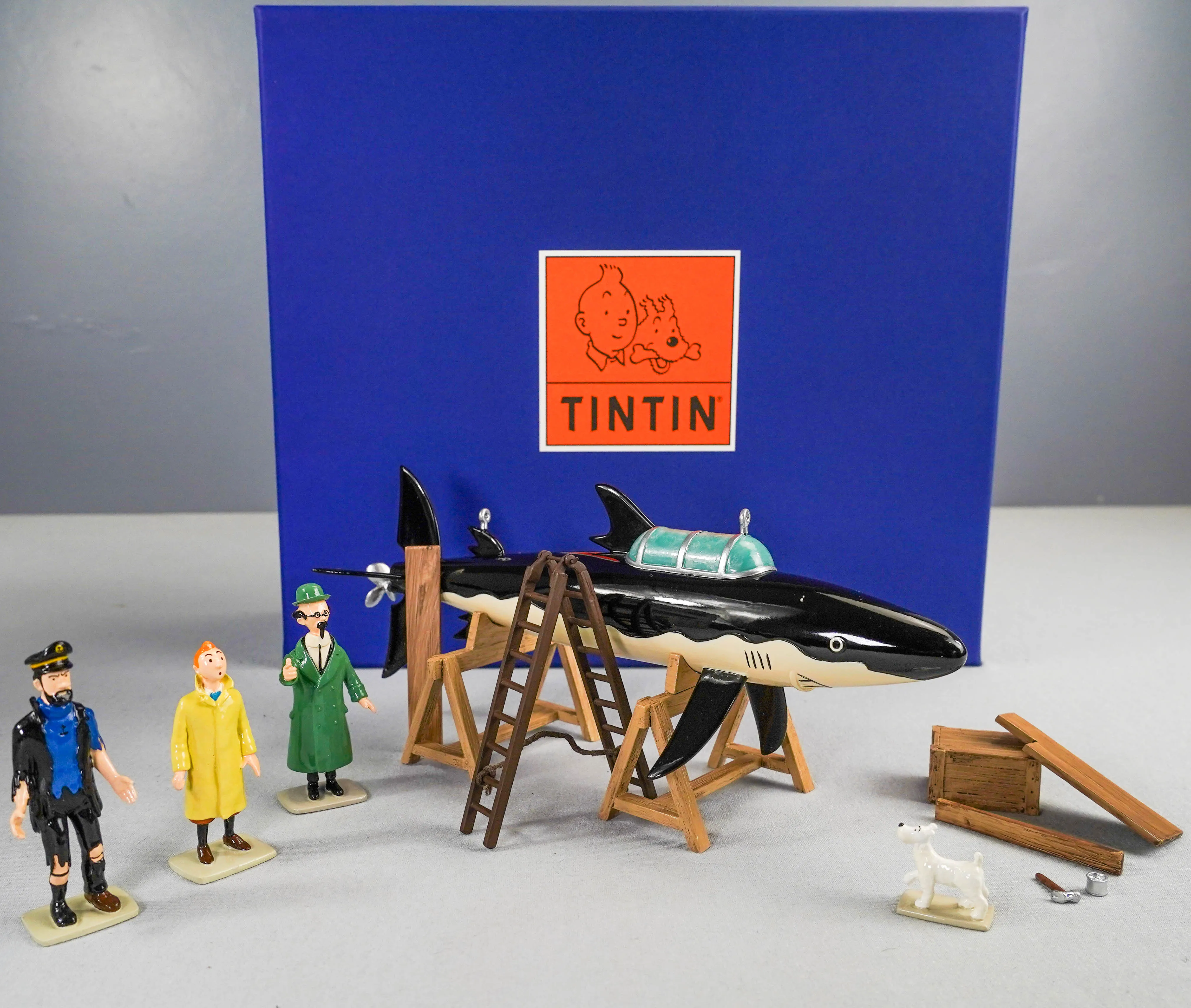 Pixi Statuette Tintin 46901 "Shark Submarine: Scene Prestige" 1997 Metal Figurines RARE