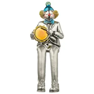 Polyresin Clown Figurine With Cloth Legs 12 Cm- Drum Player