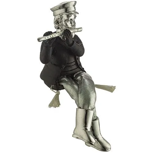 Polyresin Kleizmer With Cloth Legs Playing Flute 19 Cm