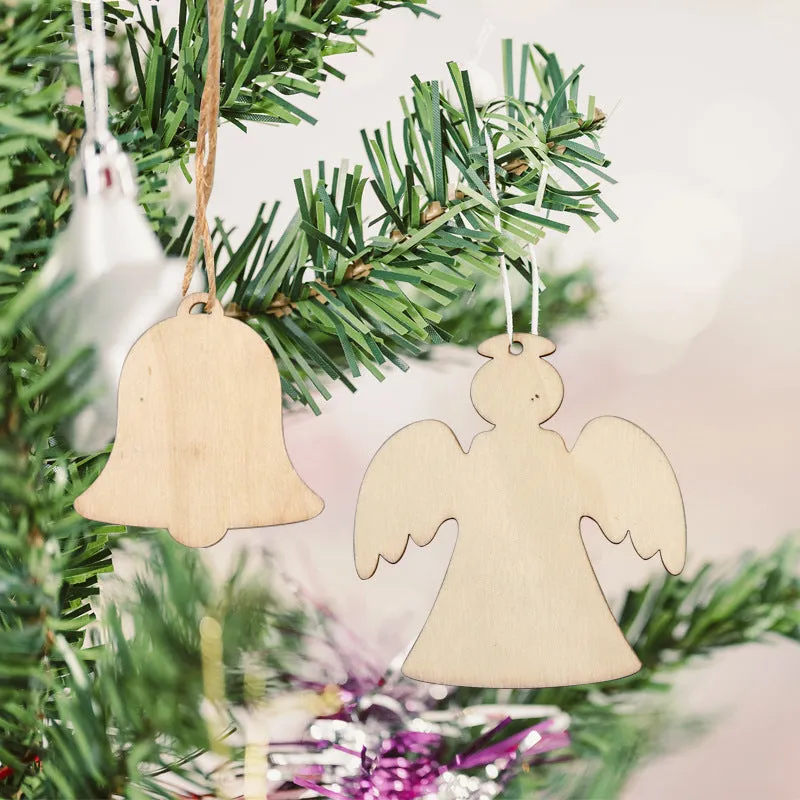 Poppy Crafts Wooden Ornaments Set - Christmas Collection - Angel