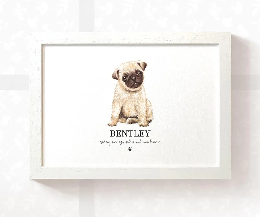 Pug Personalised Pet Name Print