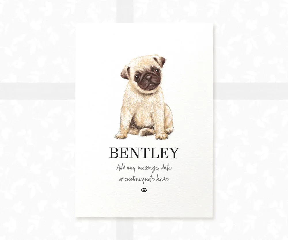 Pug Personalised Pet Name Print