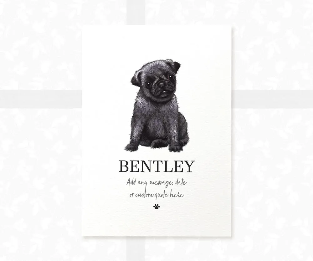 Pug Personalised Pet Name Print