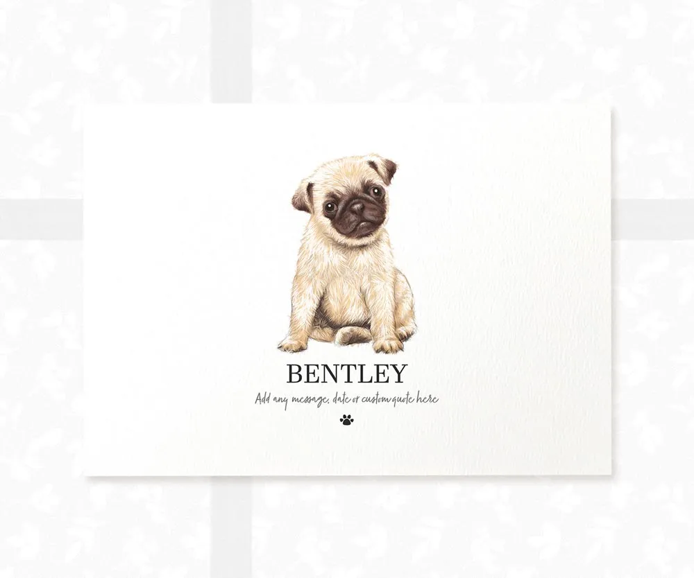 Pug Personalised Pet Name Print