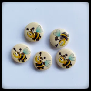 "Bees" wooden baby buttons