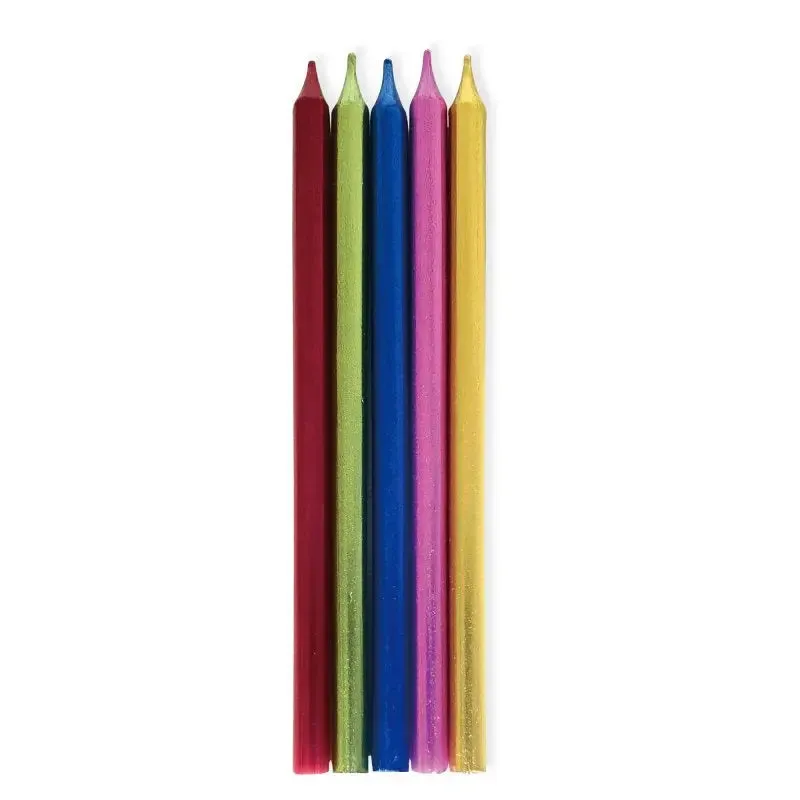 Rainbow Metallic Taper Candles - 10 Pkt