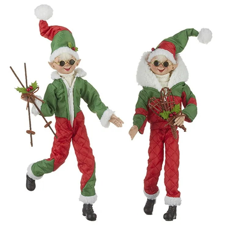 Raz Imports 2022 North Pole Friends 16" Posable Skiing Elf, Asst Of 2