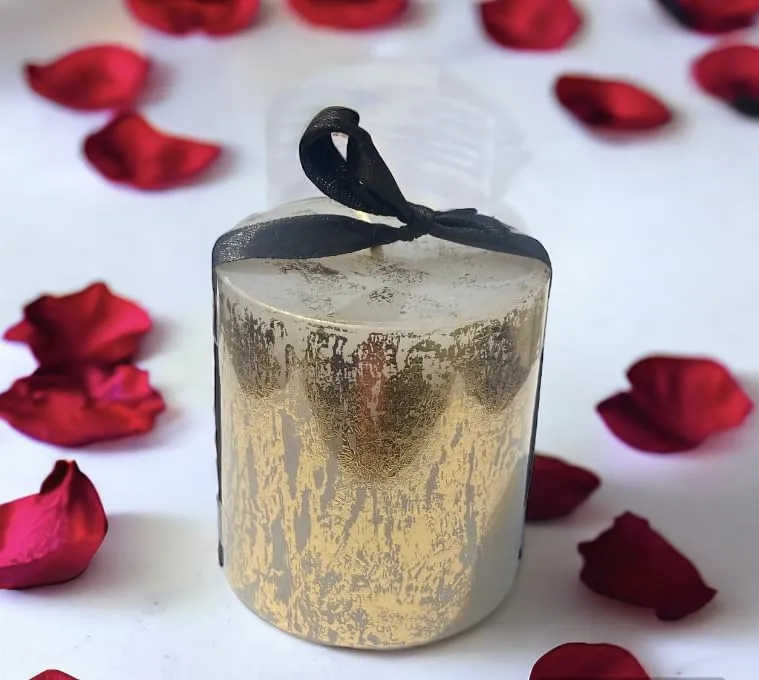 RJKART Pillar Candles in a Gift Box with Golden Flakes on Candles Aroma Therapy Candles for Birthday Anniversary (Size 2.75 * 3 inch Each)