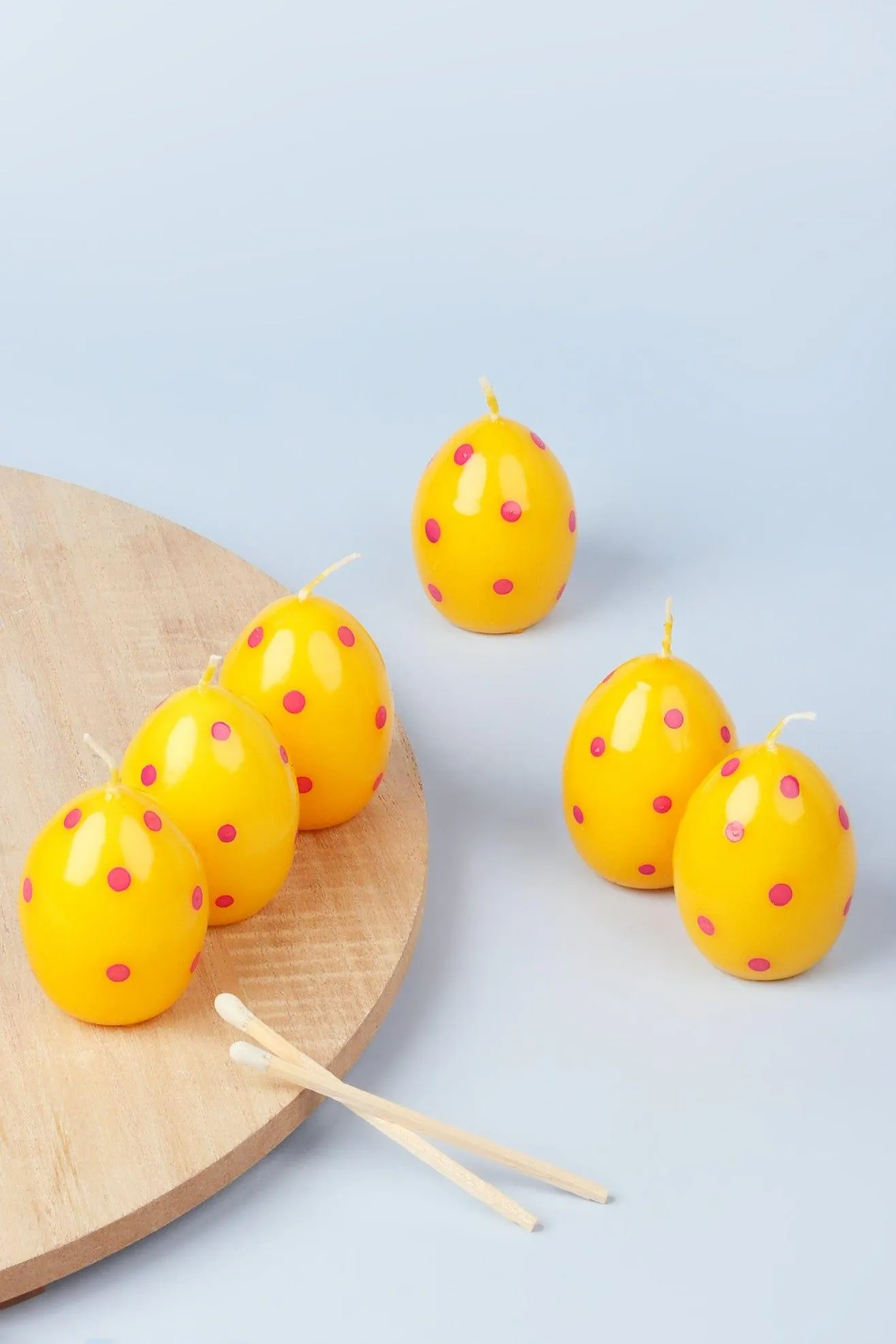 Set of 6 Easter Egg Candles - Yellow