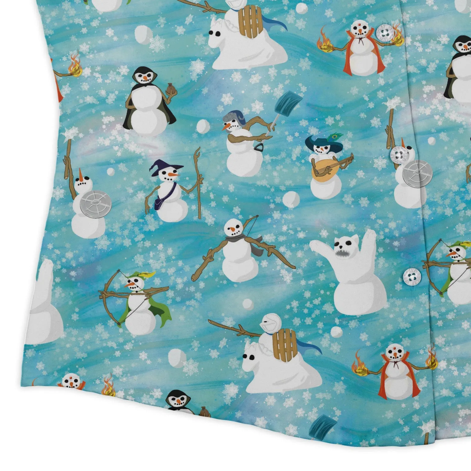 Snowmen Dnd Classes Curvy Button Up Shirt