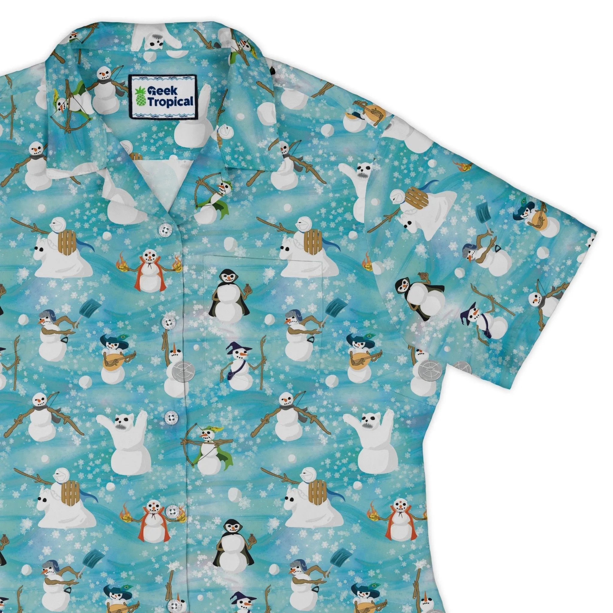 Snowmen Dnd Classes Curvy Button Up Shirt