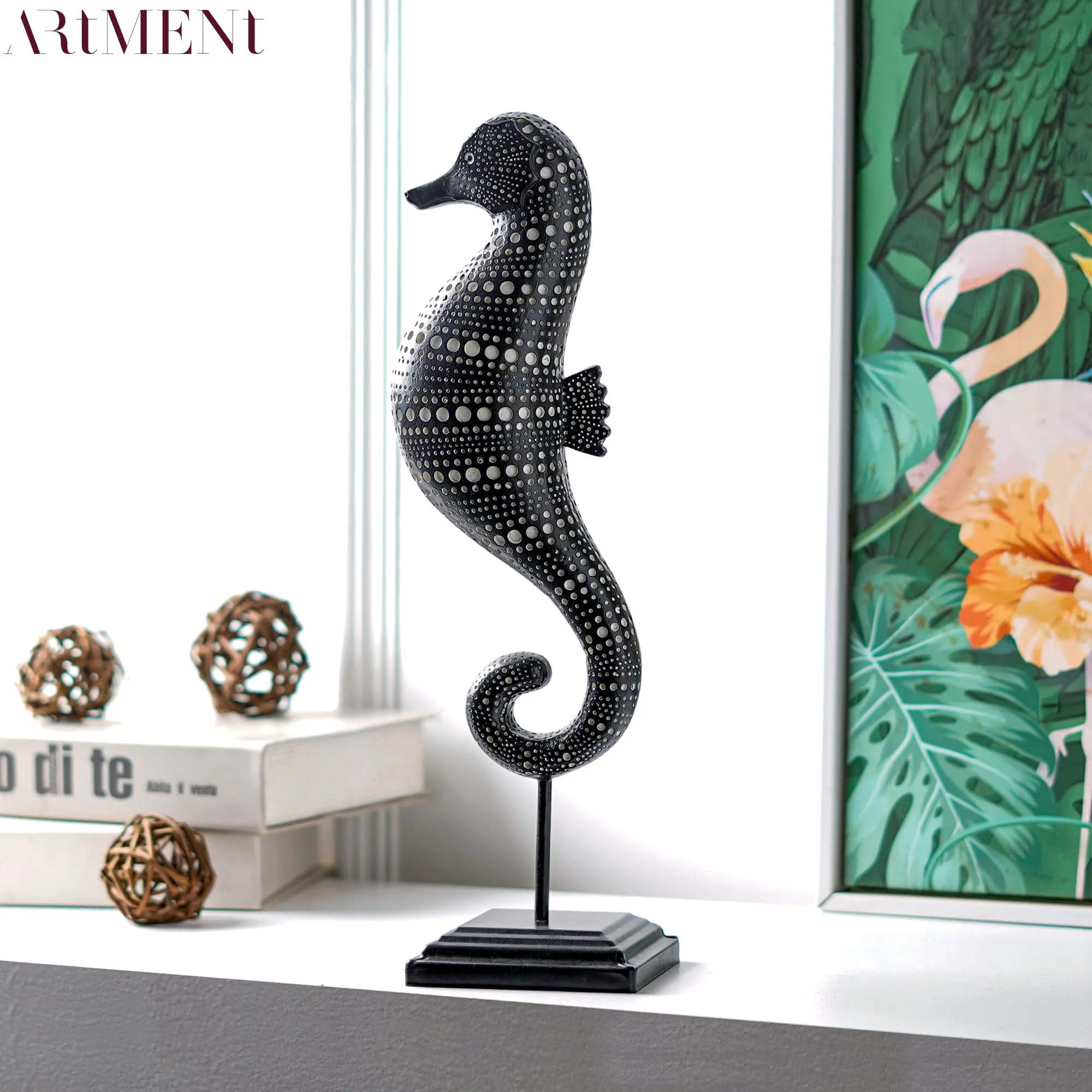 The Artment Tribal Tide African Sea Resin Horse Showpiece Figurine Decor for Living Room, Table Top, Balcony, Office/Home Decor