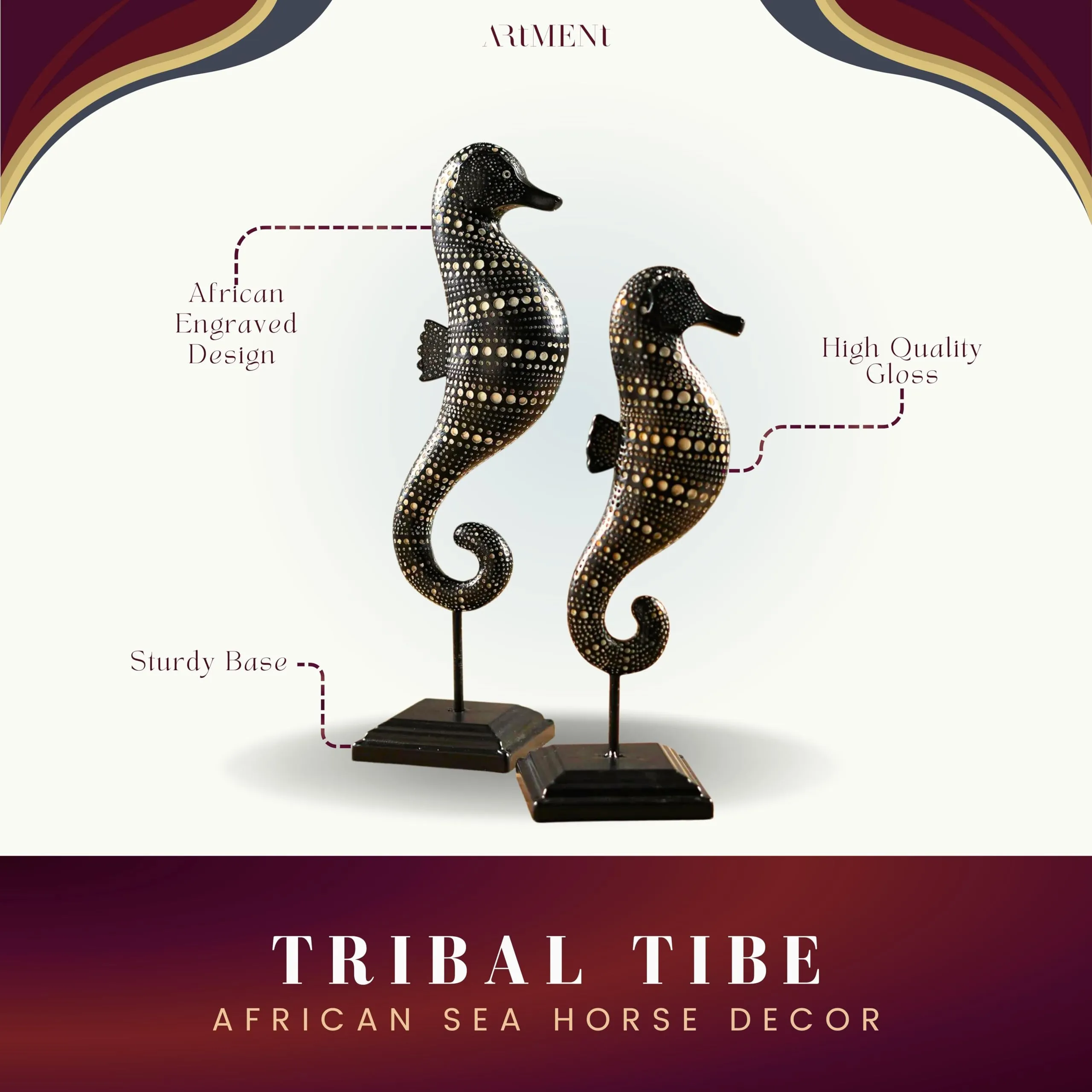 The Artment Tribal Tide African Sea Resin Horse Showpiece Figurine Decor for Living Room, Table Top, Balcony, Office/Home Decor