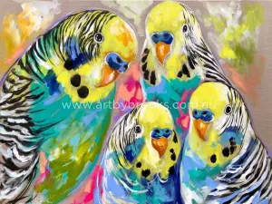 The budgie family  - art print