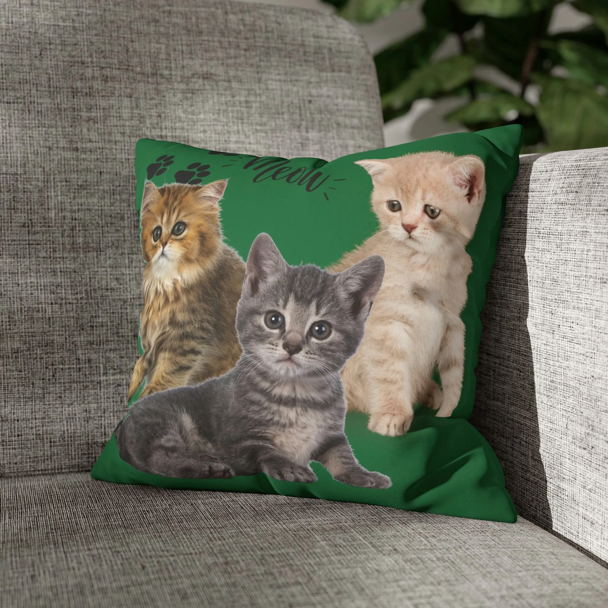 Three Persian Cats Meow POD Cat  Faux Suede Square Pillow Case