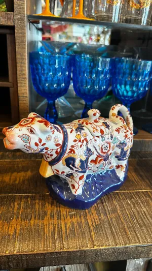 Vintage Cow Creamer, Figurine, Chinese Oriental Imari, Hand Painted and Signed by Artist