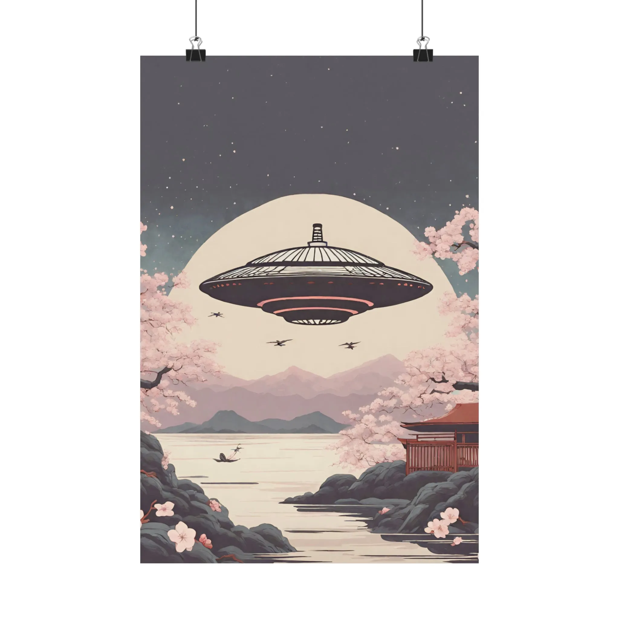 Vintage Japanese UFO Art Poster