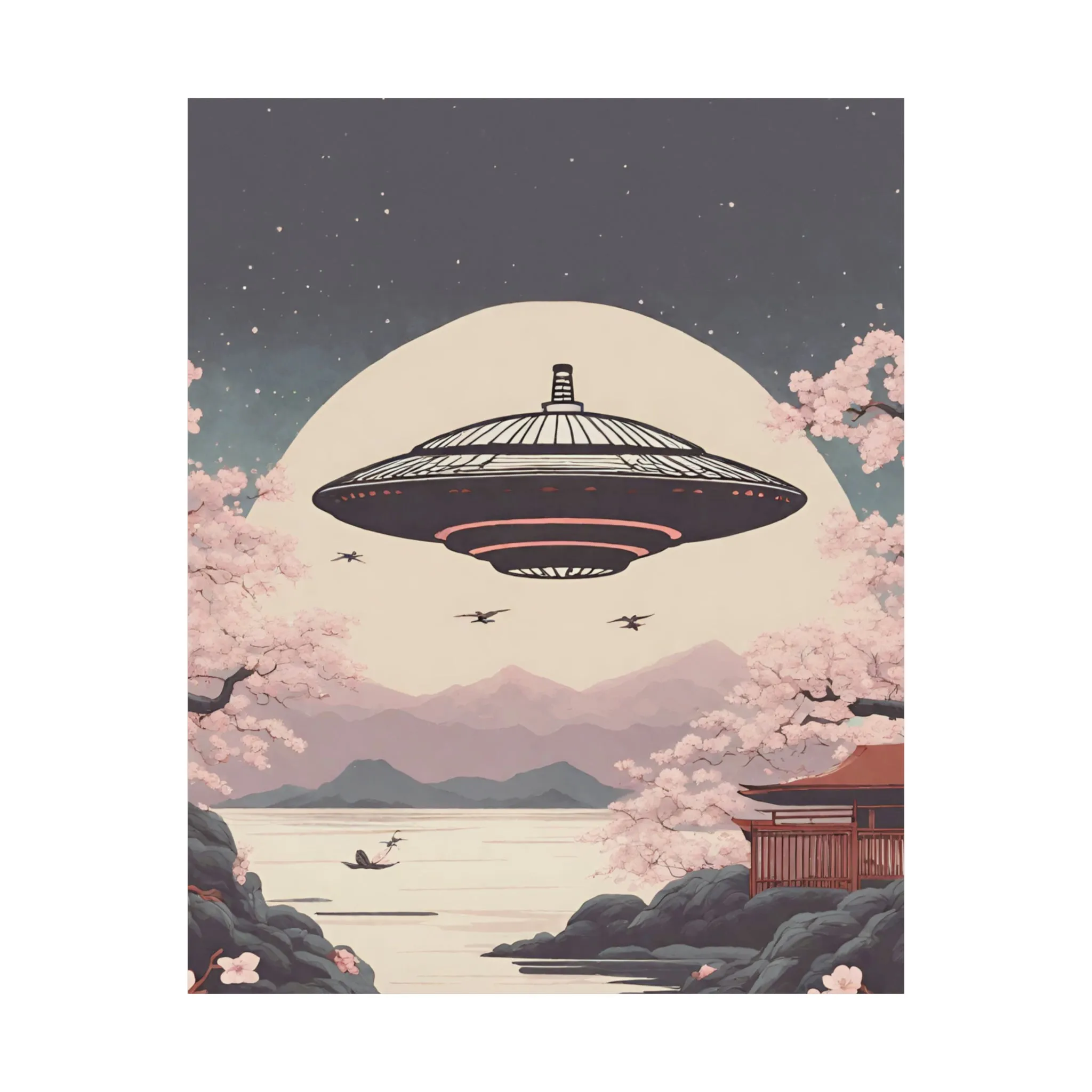 Vintage Japanese UFO Art Poster