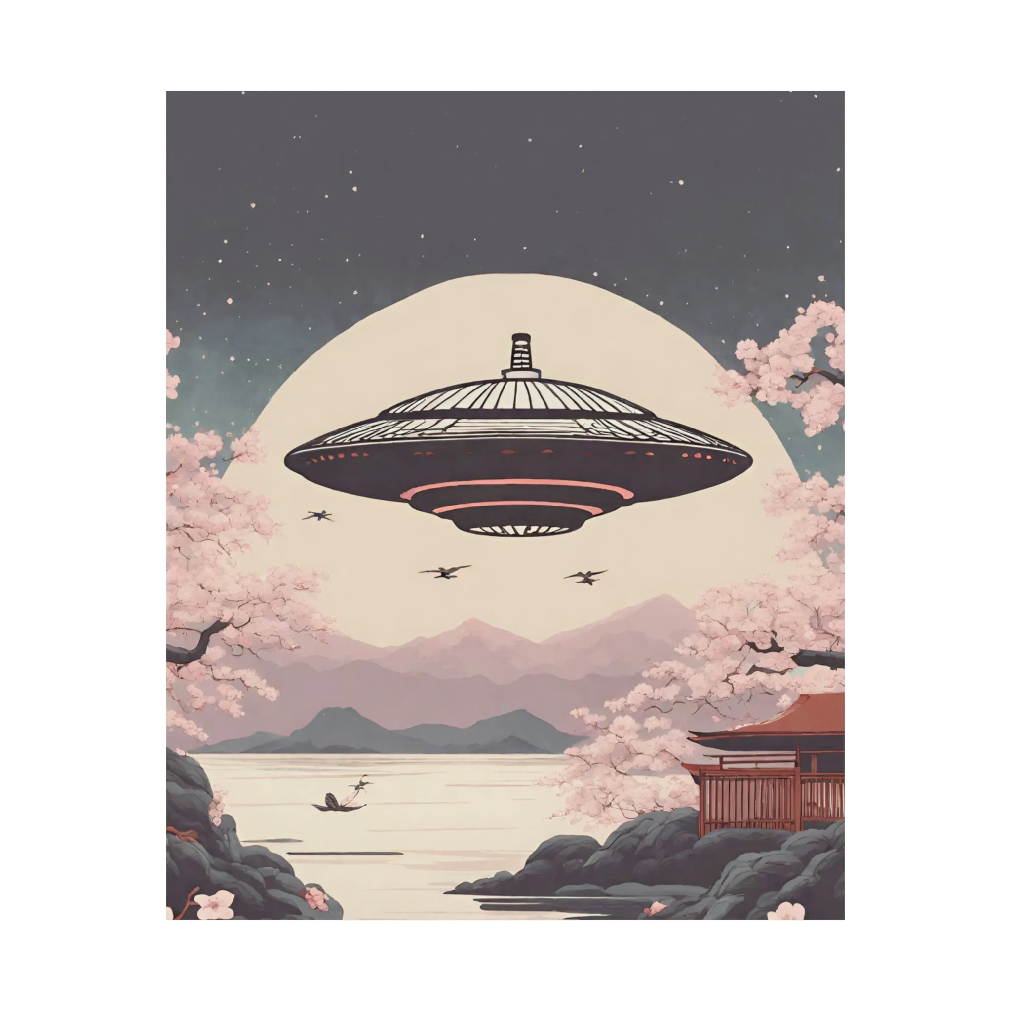 Vintage Japanese UFO Art Poster