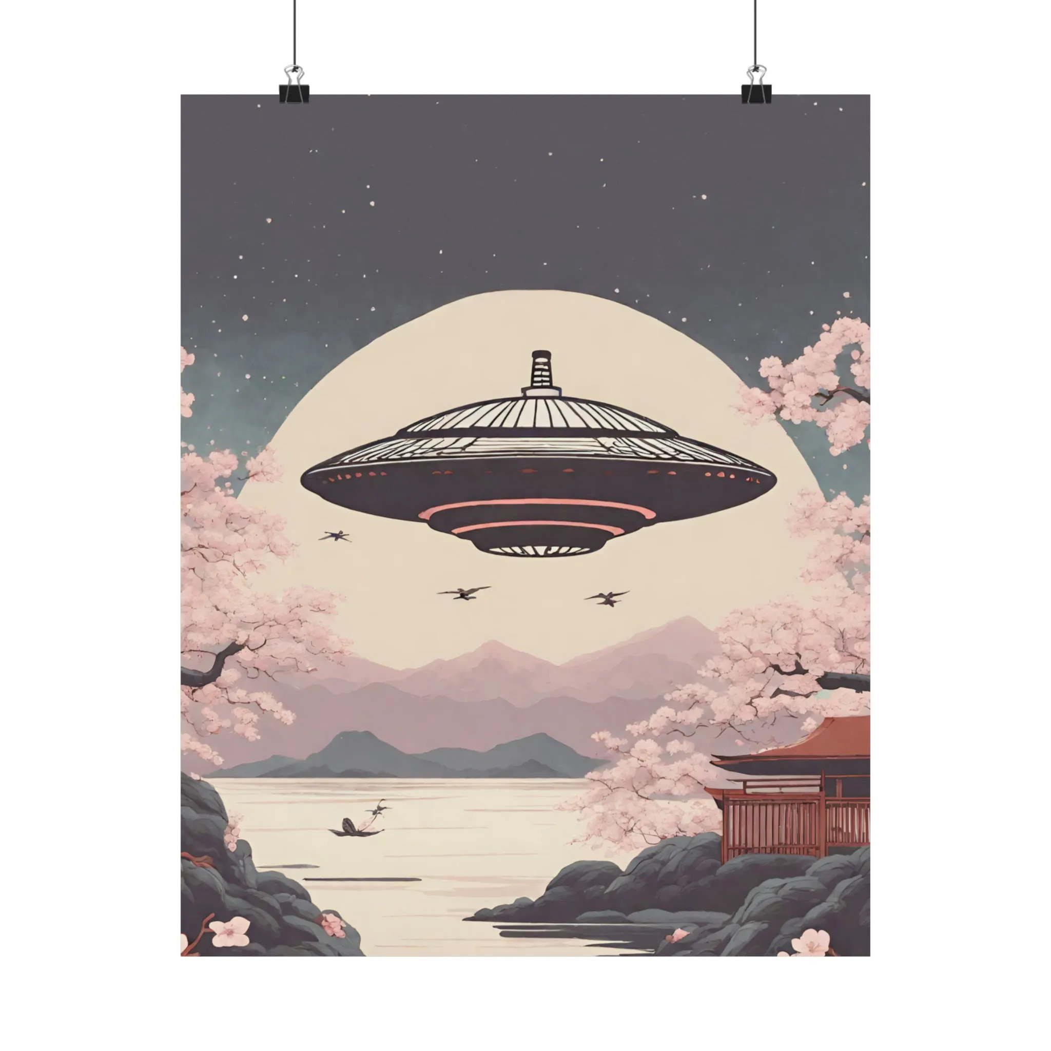 Vintage Japanese UFO Art Poster