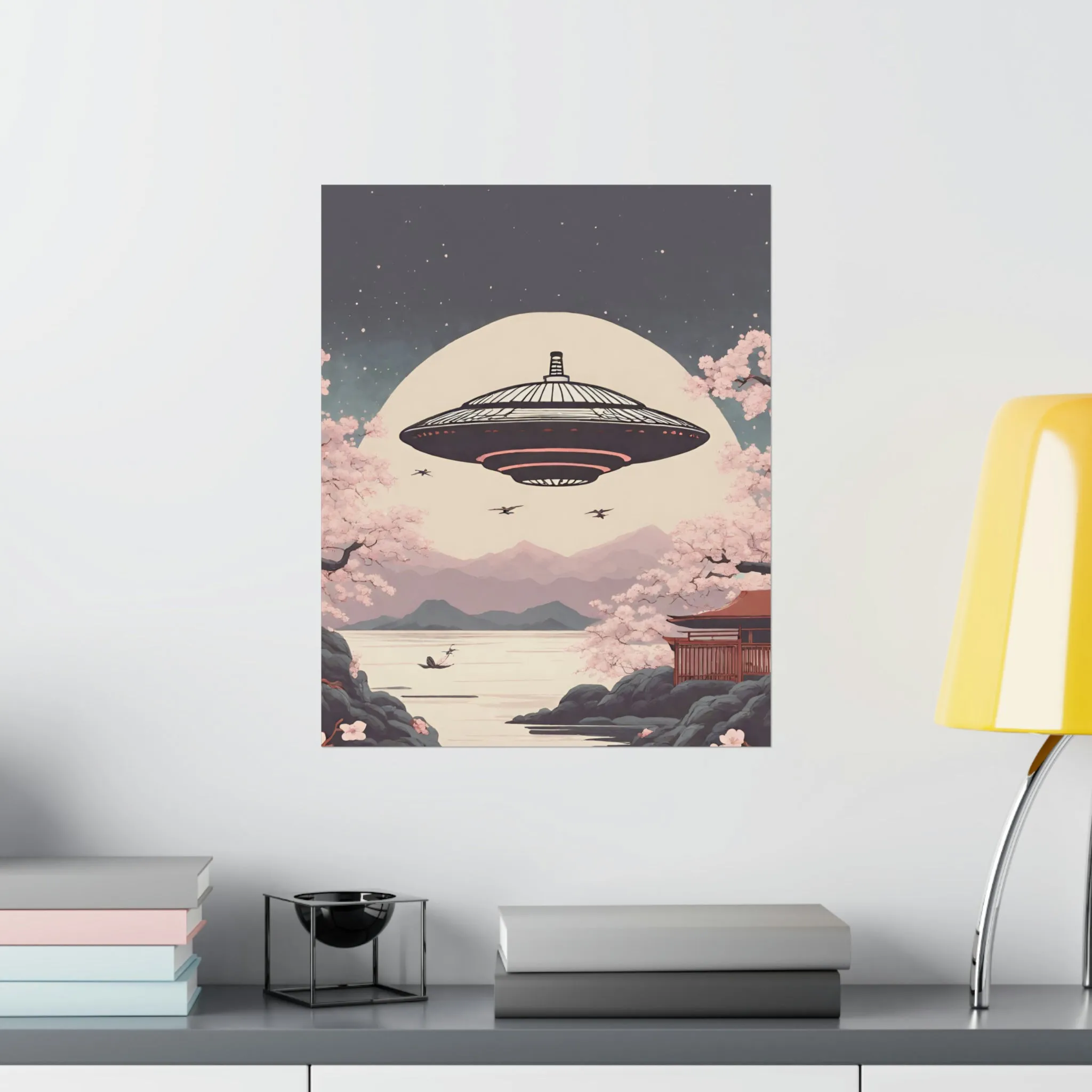 Vintage Japanese UFO Art Poster