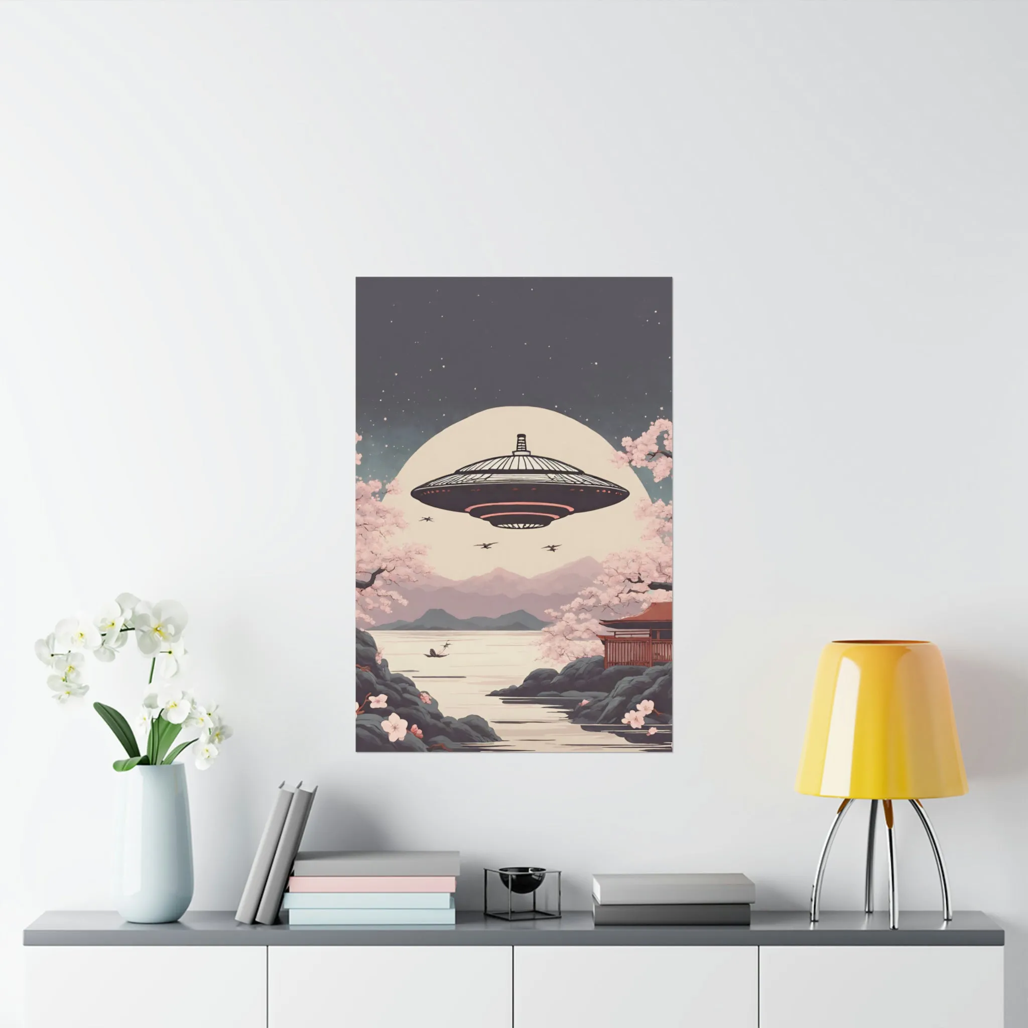 Vintage Japanese UFO Art Poster