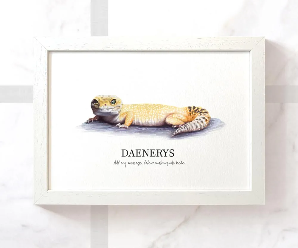 Yellow Leopard Gecko Personalised Print