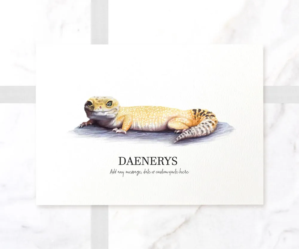 Yellow Leopard Gecko Personalised Print